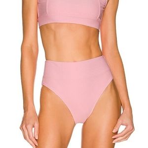 REVOLVE Pink Ribbed High-Waist Bikini Bottom